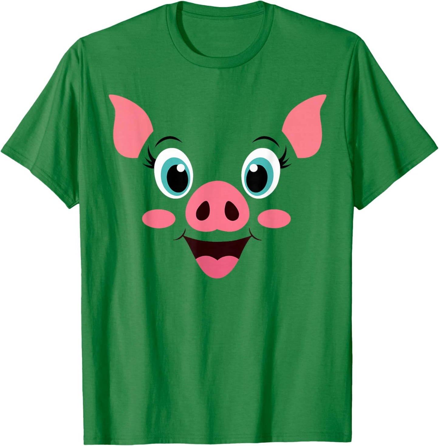 Pig Costume Cute Rubber Pig Face Halloween Men Women Kids T-Shirt - T-Shirt | Irish Green