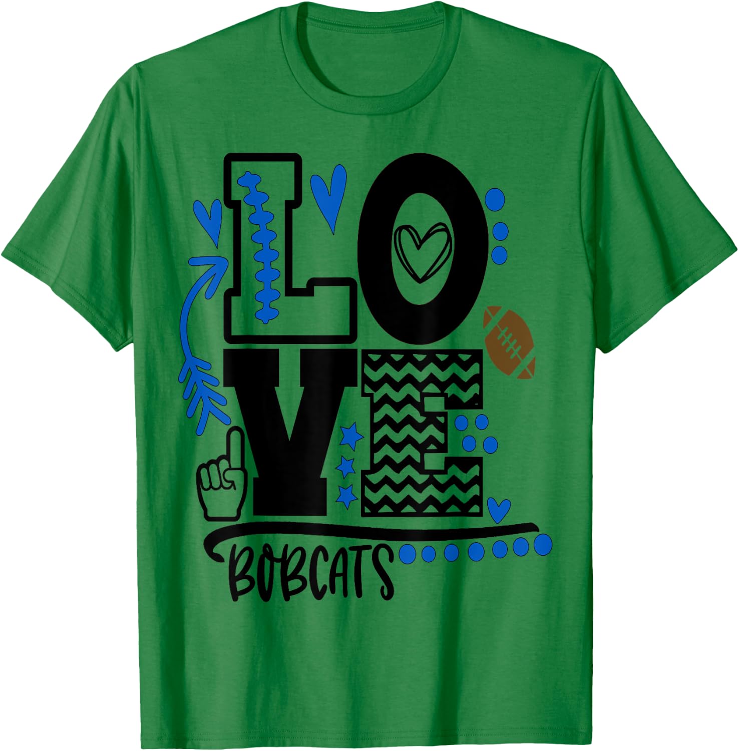 Football, bobcats, shirt, cats, mom, school spirit, t shirt T-Shirt - T-Shirt | Irish Green