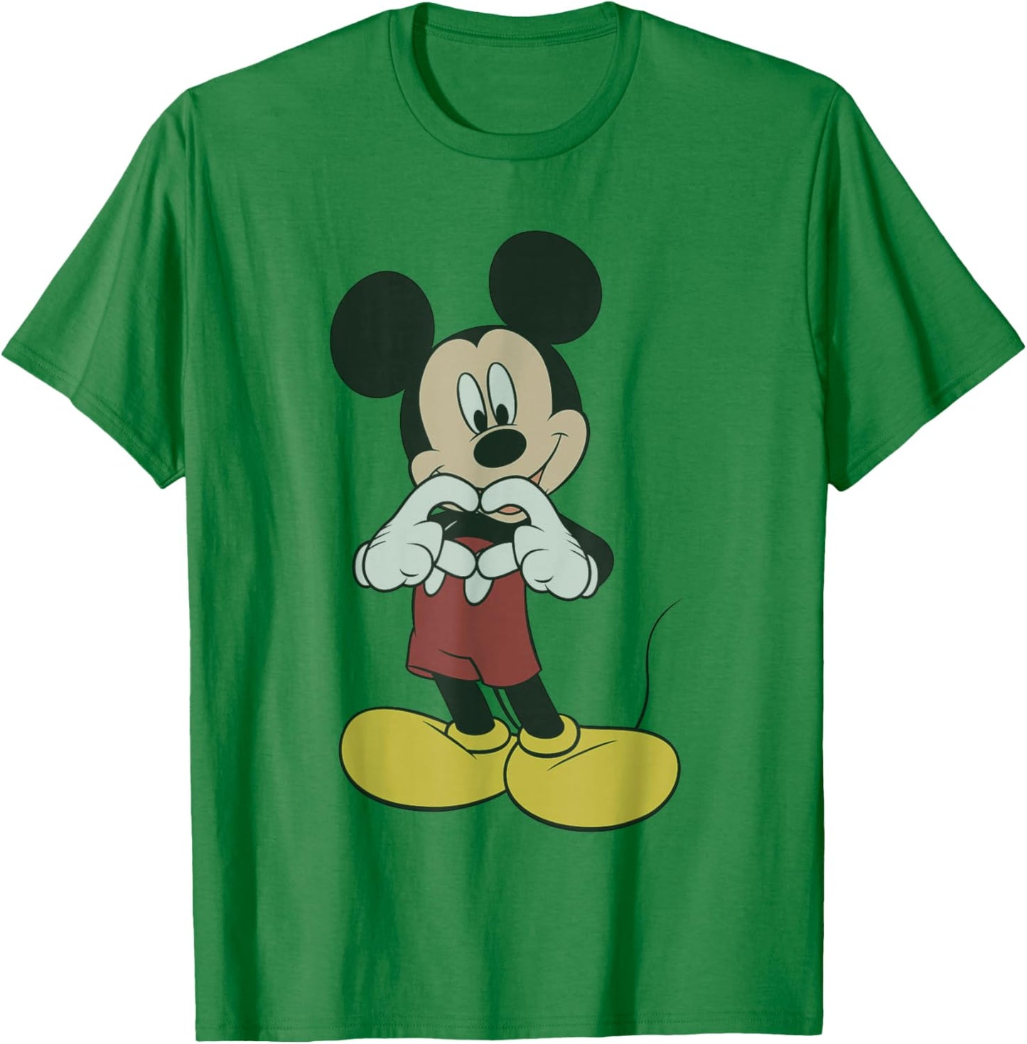 Disney Mickey and Friends Classic Mickey Heart Hand Portrait T-Shirt - T-Shirt | Irish Green