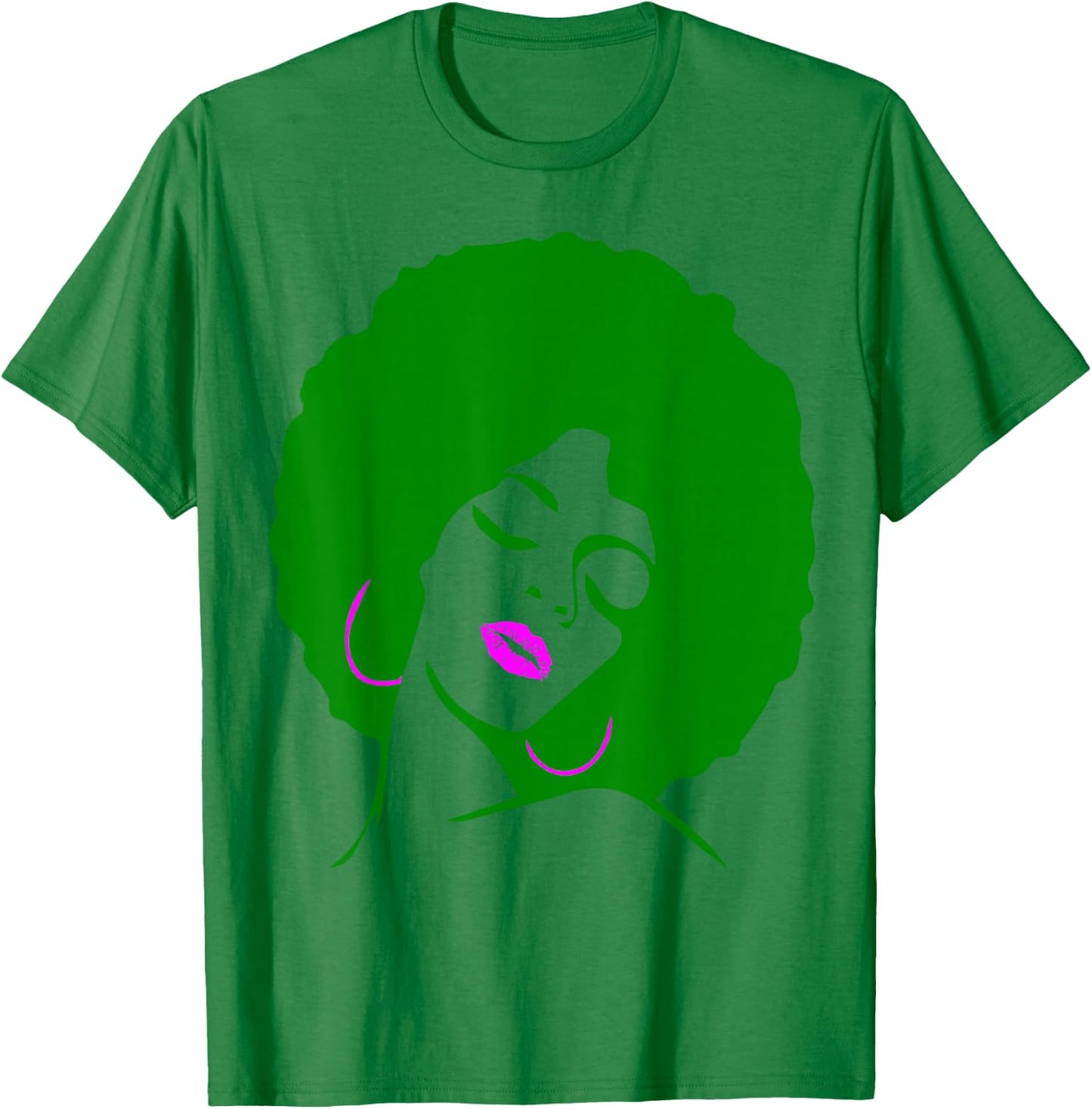 Afro Hair Woman with pink lips T-Shirt - T-Shirt | Irish Green