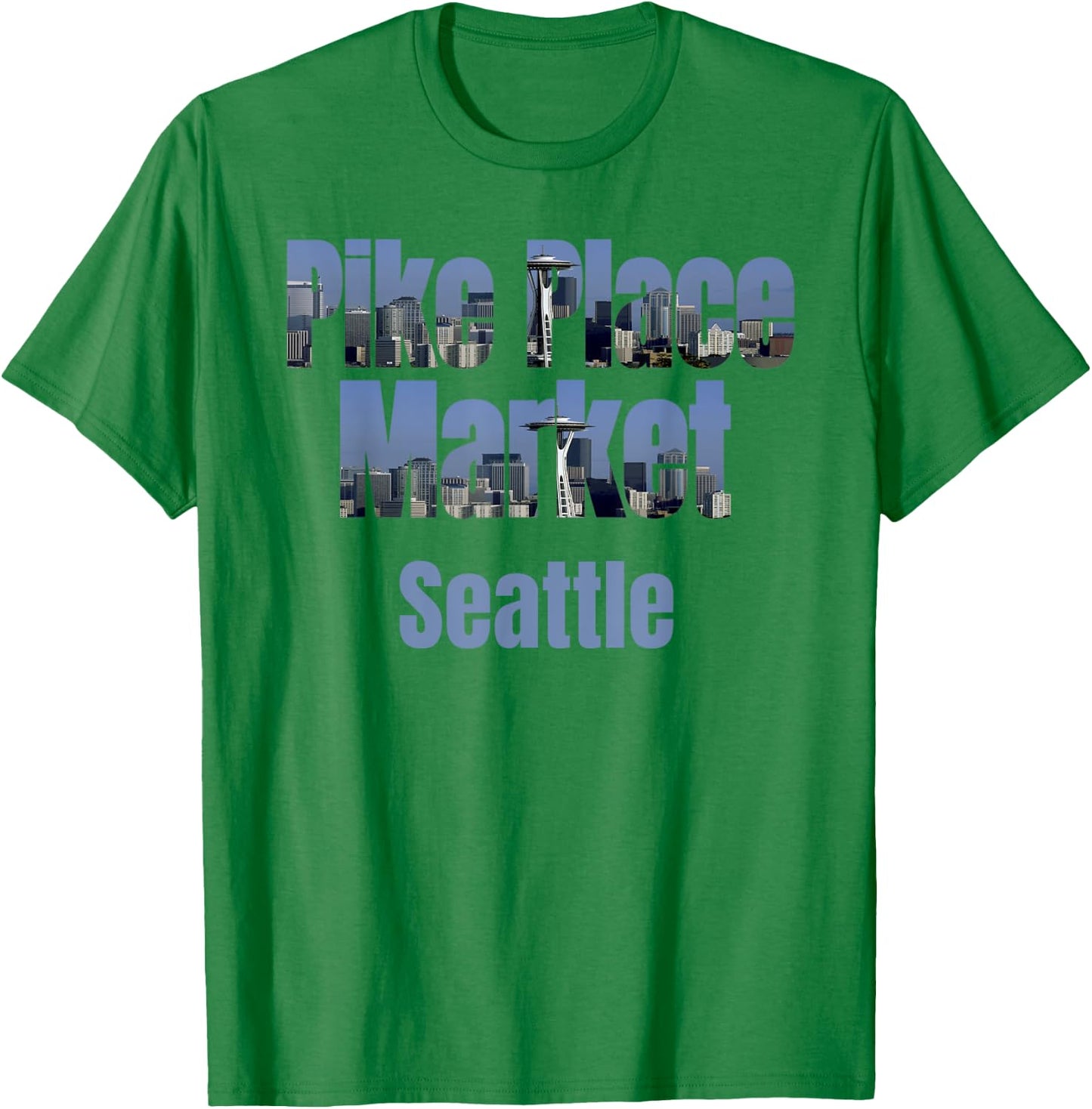 Seattle Skyline, Pike Place Market Neighborhood Shirt T-Shirt - T-Shirt | Irish Green