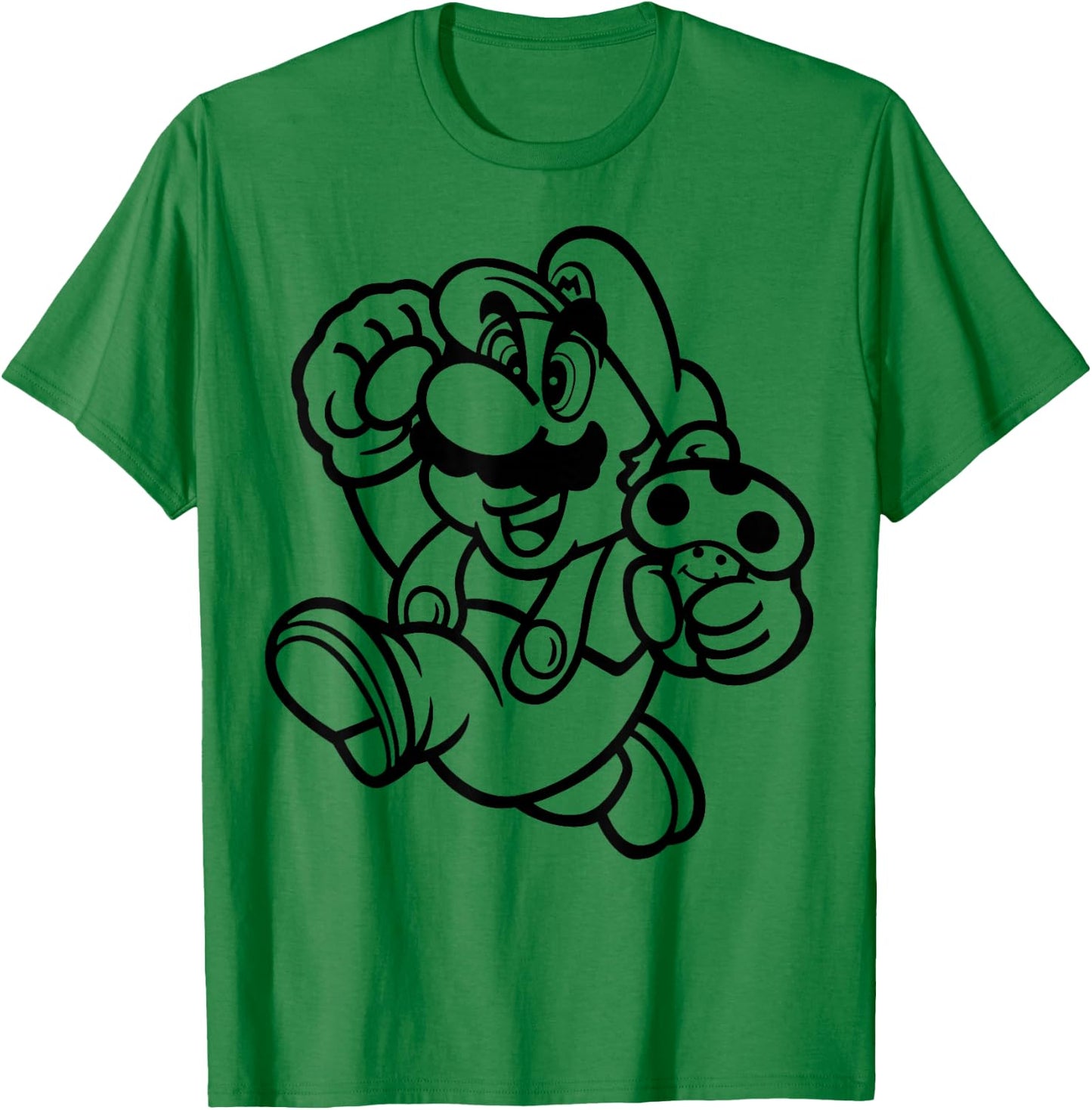 Super Mario Black & White Running Drawing T-Shirt - T-Shirt | Irish Green