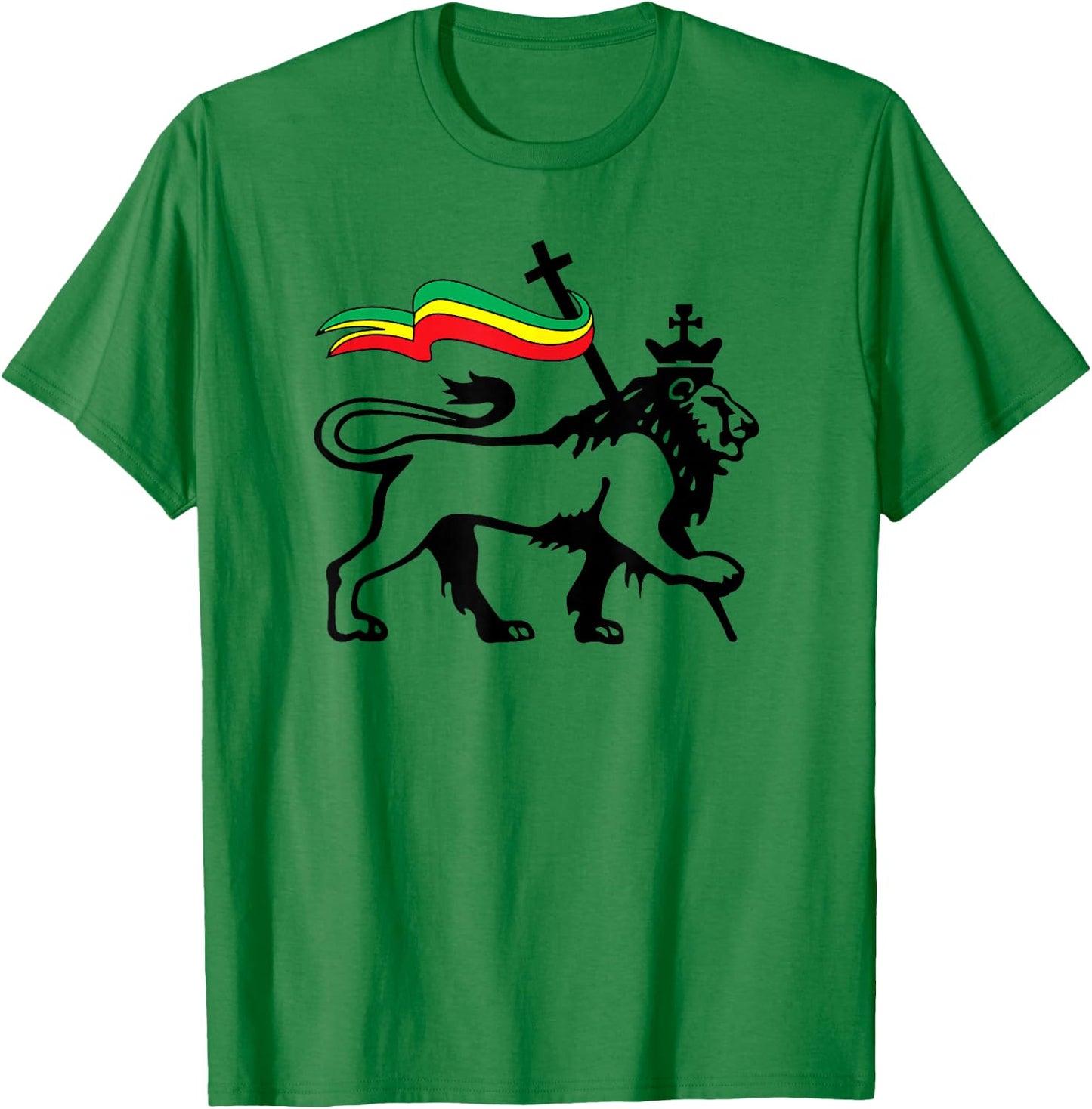 Rasta Lion of Judah Rastafarian Reggae Lion and Christian T-Shirt - T-Shirt | Irish Green