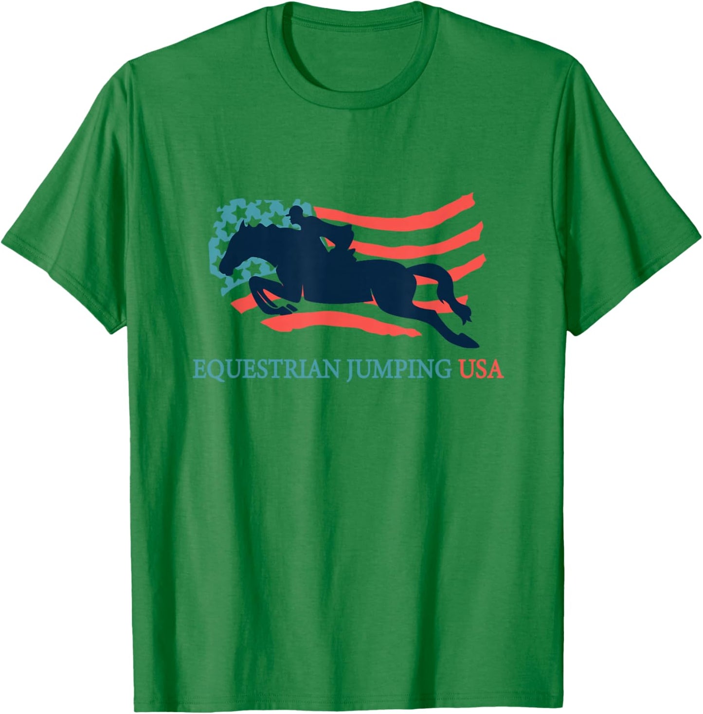 Horse Rider Equestrian Jumping USA Team Coach American Flag T-Shirt - T-Shirt | Irish Green