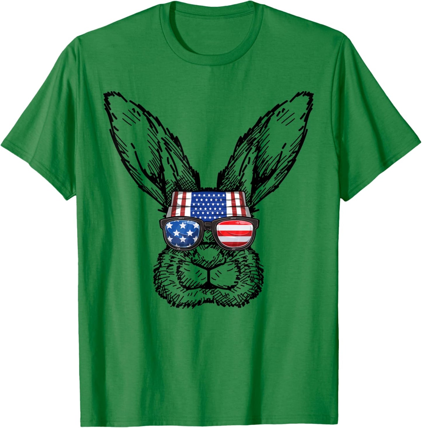 Patriotic Bunny American Flag USA Funny 4th Of July Rabbit T-Shirt - T-Shirt | Irish Green