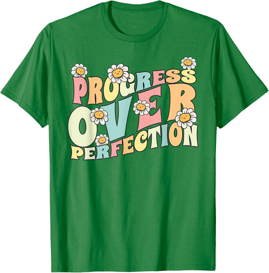 Progress Over Perfection Back to School Teacher and Kids T-Shirt - T-Shirt | Irish Green