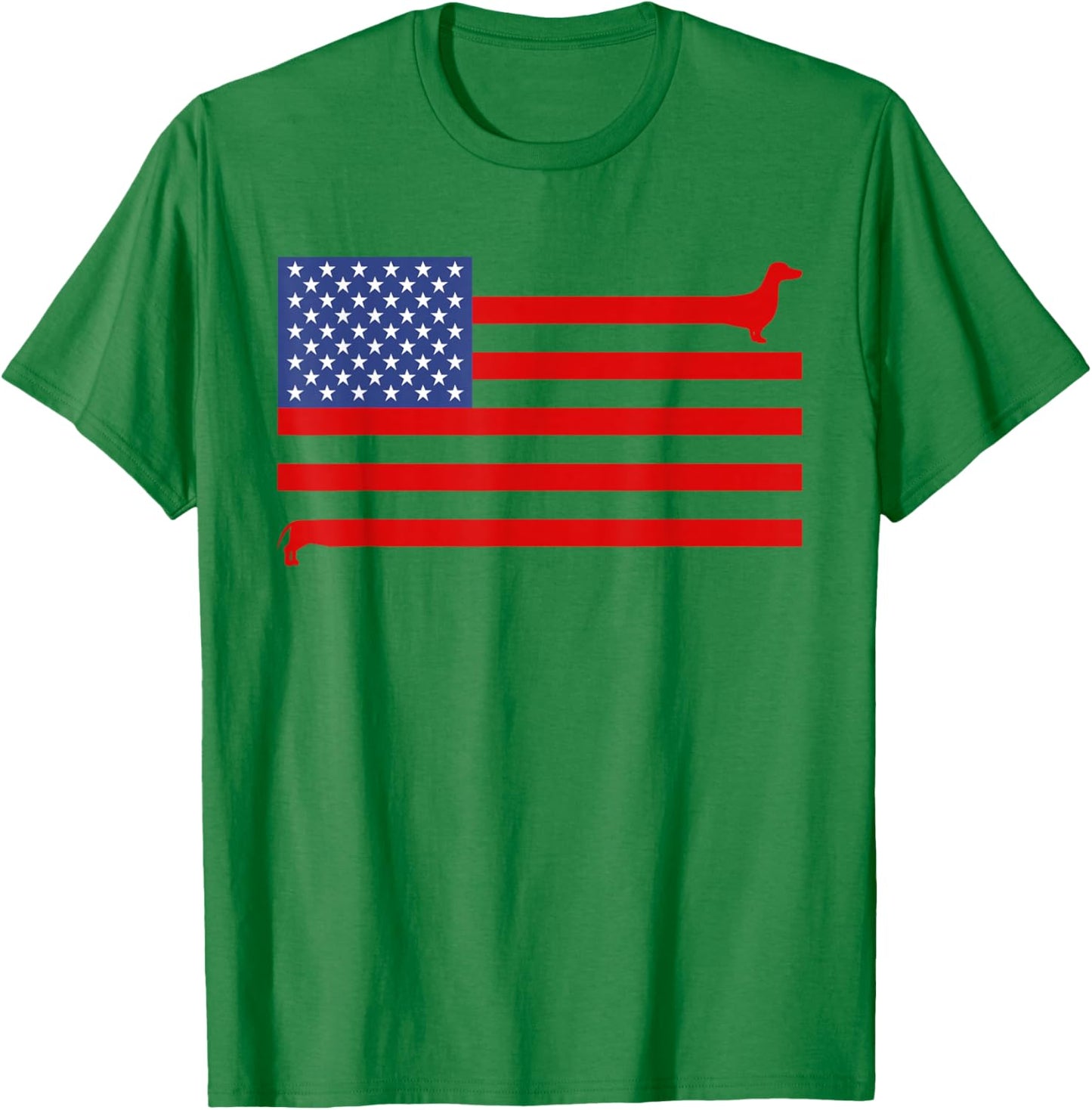 Funny Dachshund USA Flag 4th of July Patriotic Doxie Lover T-Shirt - T-Shirt | Irish Green