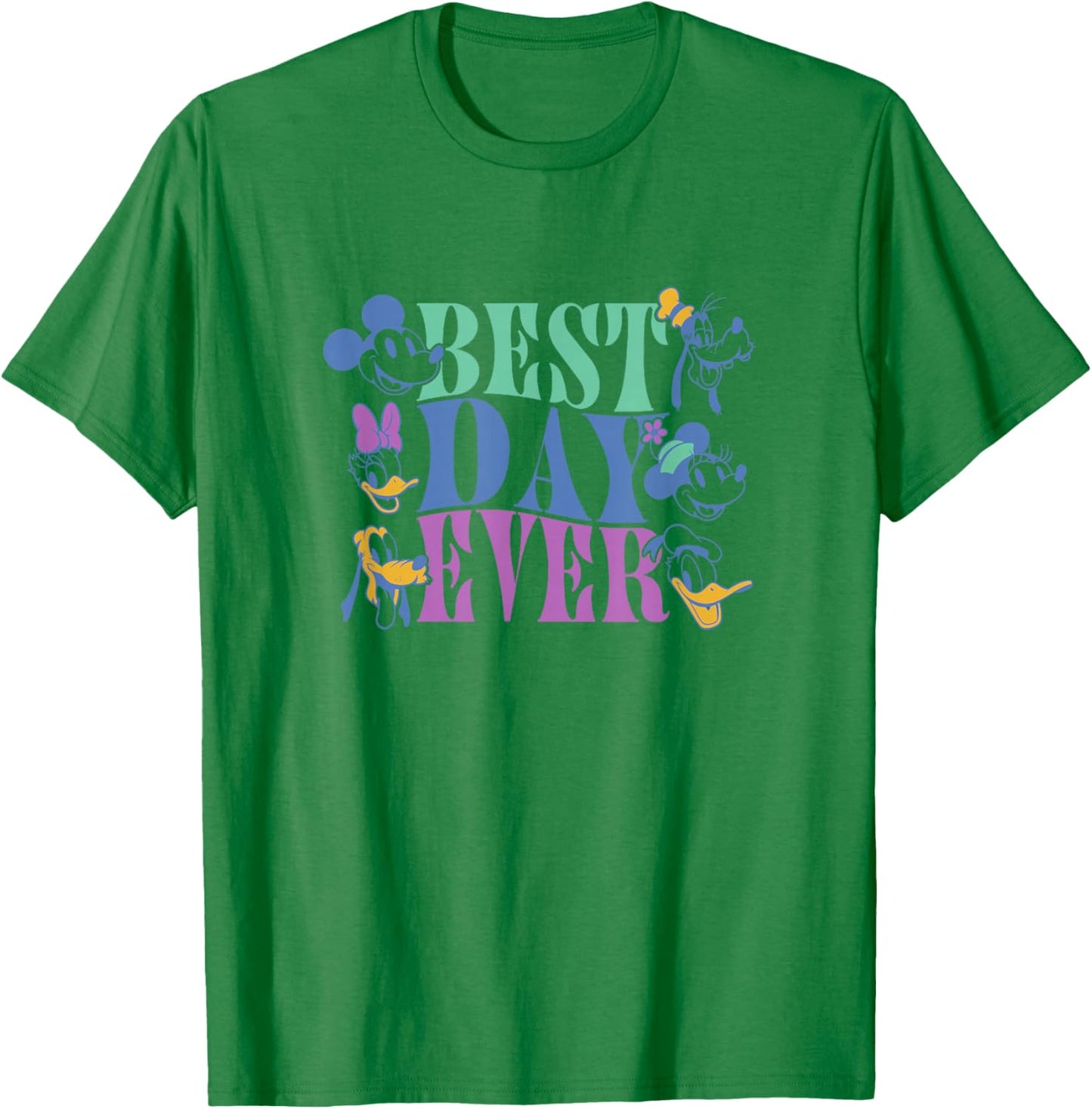 Disney Mickey and Friends Best Day Ever Vintage T-Shirt - T-Shirt | Irish Green