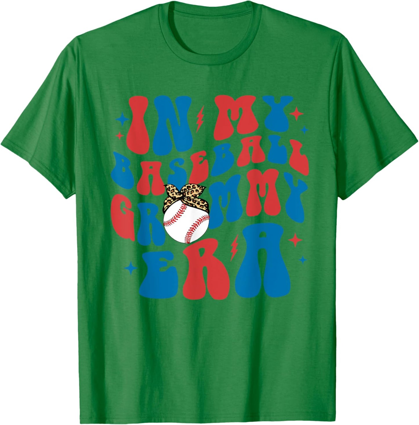 In My Baseball Grammy Era Groovy Cute Mother's Day Leopard T-Shirt - T-Shirt | Irish Green