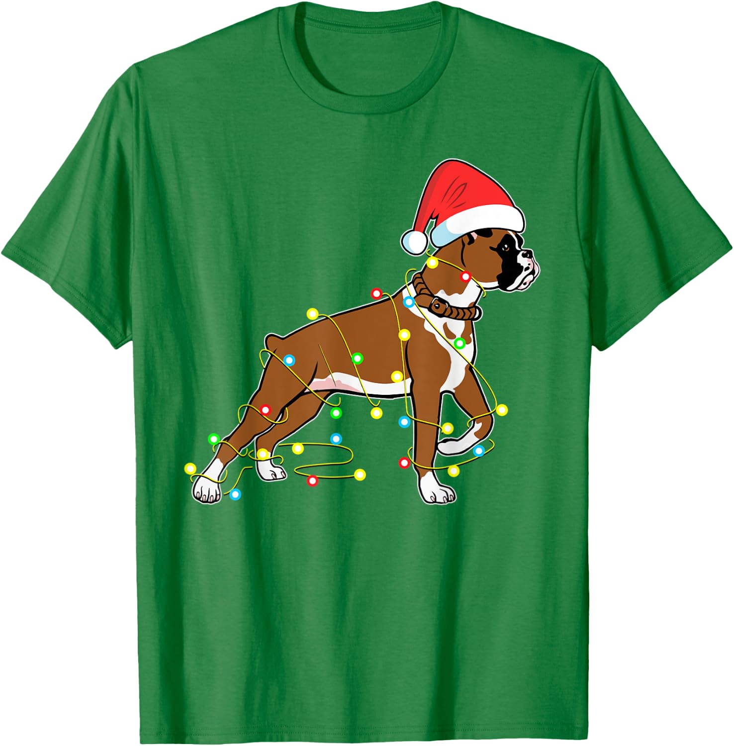 Christmas Lights Boxer Dog Lover Funny Gift Women Kids T-Shirt - T-Shirt | Irish Green
