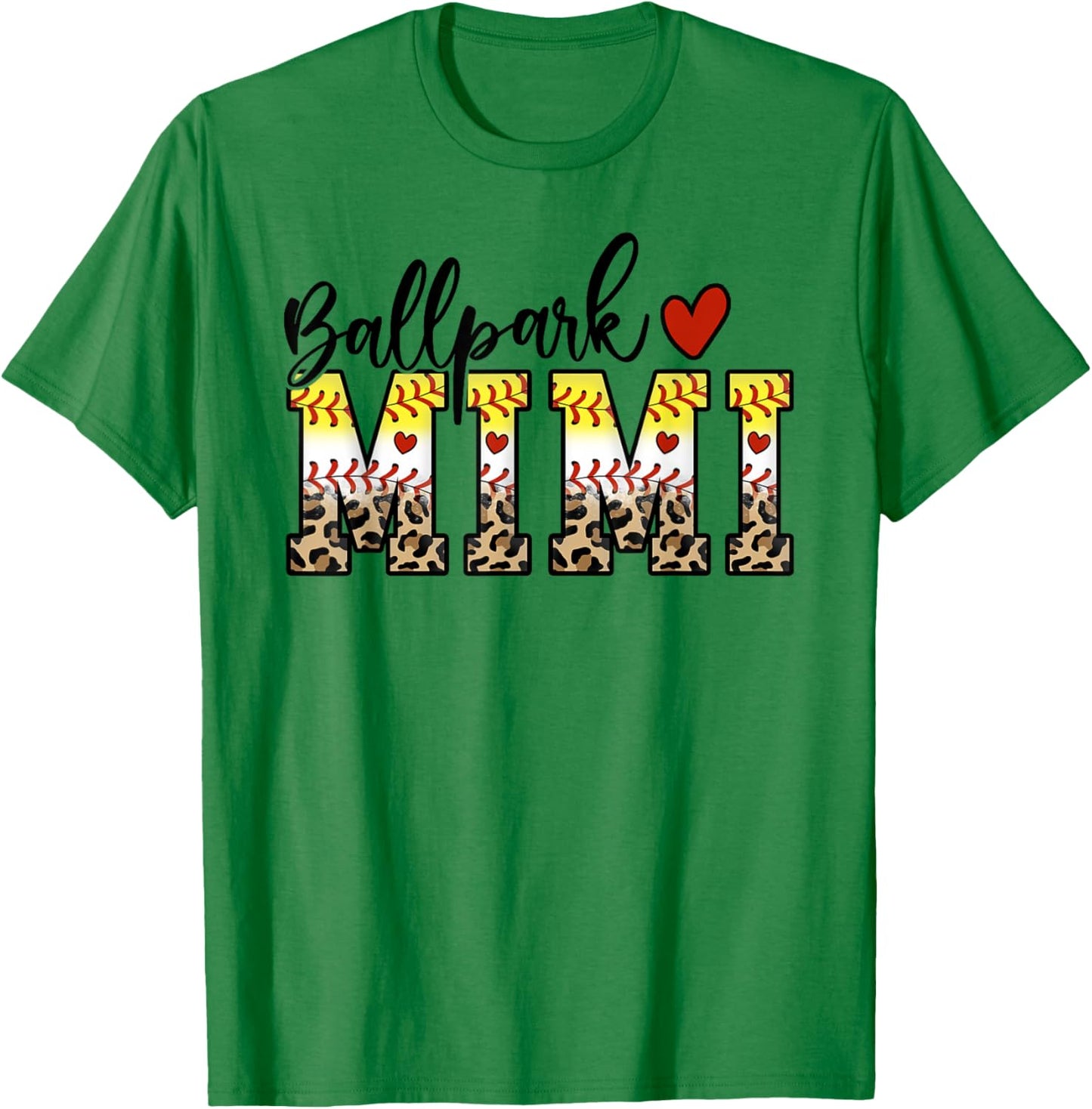 BallPark Mimi Baseball Softball Mom Leopard Mother's Day T-Shirt - T-Shirt | Irish Green