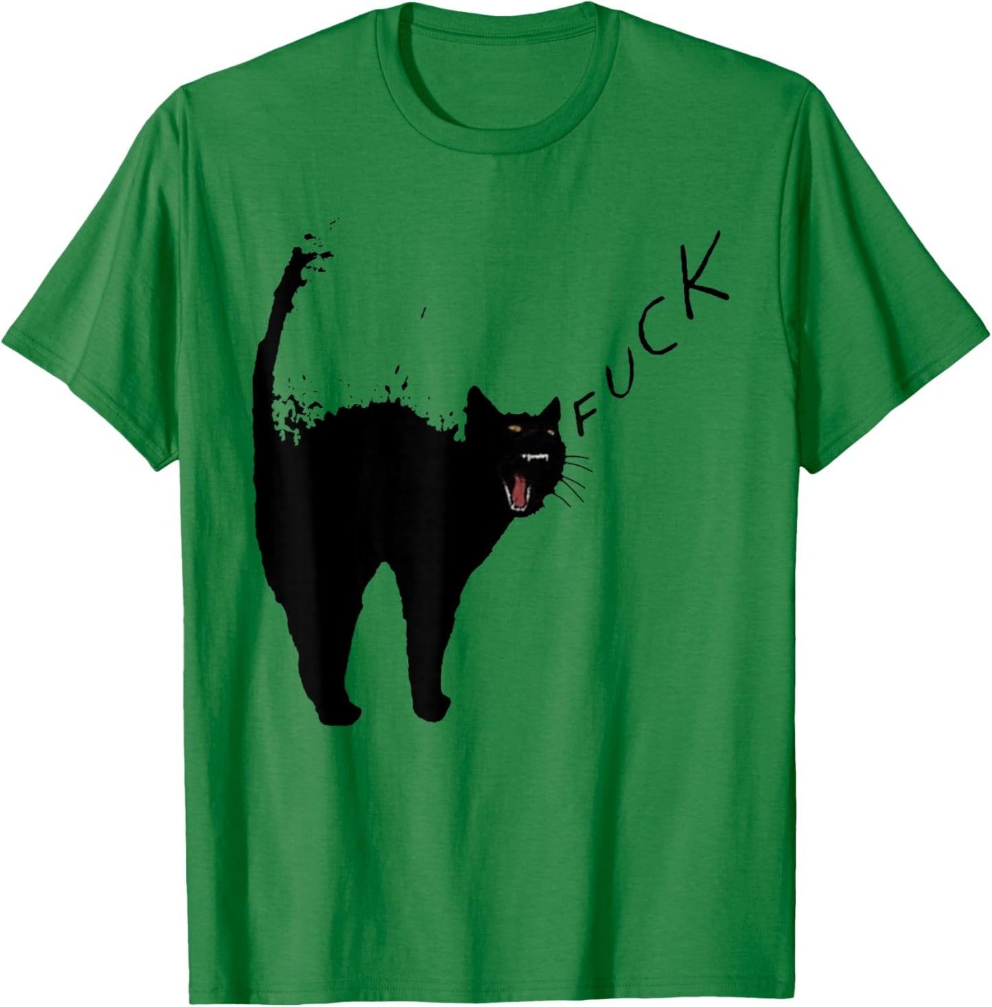 Angry - Black Cat - Fuck Yelling Art T-Shirt - T-Shirt | Irish Green