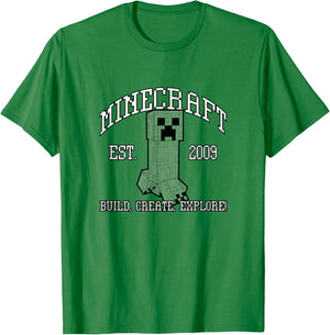 Minecraft Creeper Build Create Explore Est 2009 T-Shirt - T-Shirt | Irish Green