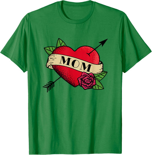 Heart Mom Tattoo T-Shirt - T-Shirt | Irish Green