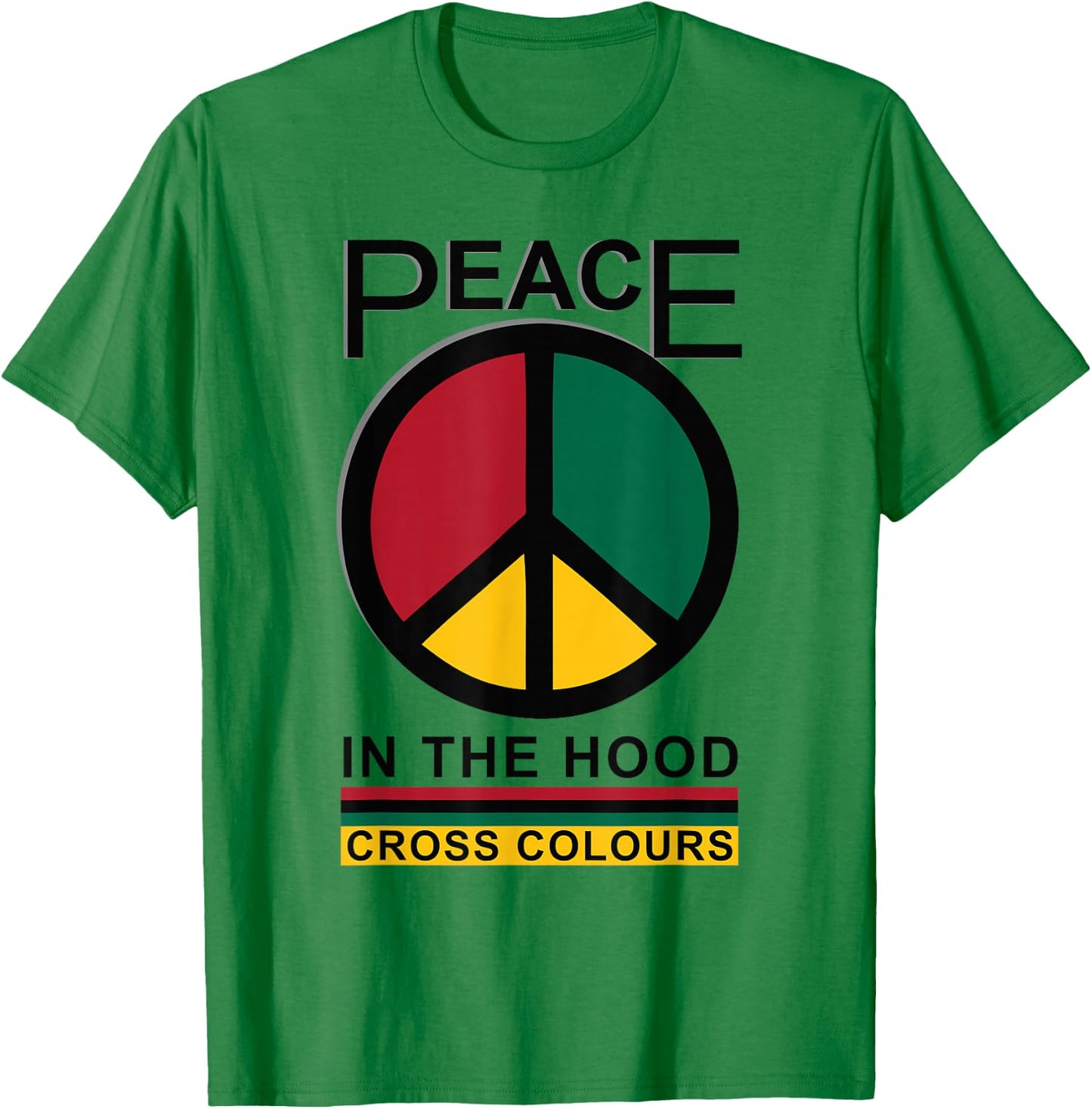 Peace In The Hood | Retro Graphic 1990's Vintage T-Shirt - T-Shirt | Irish Green