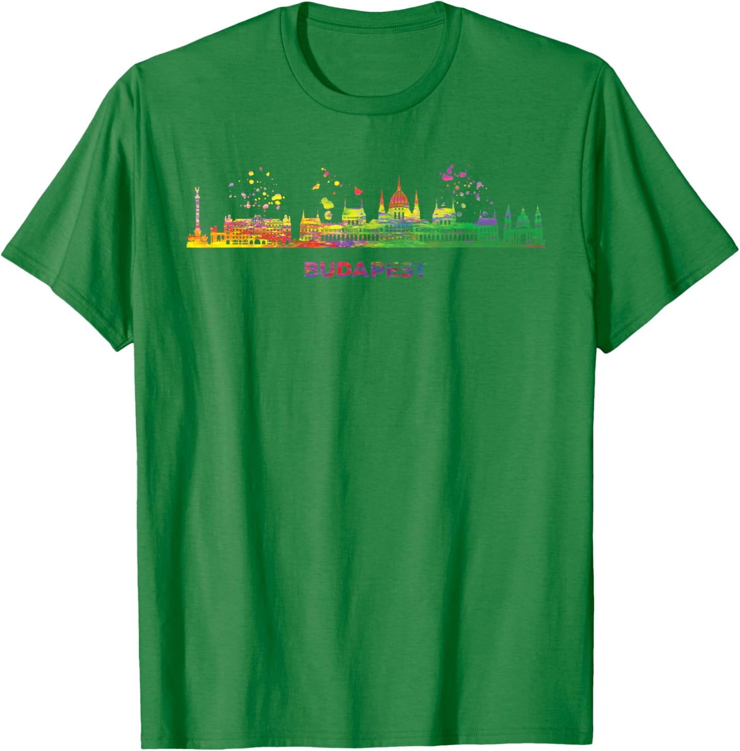 Budapester Skyline Colorful Cityscape Budapest T-Shirt - T-Shirt | Irish Green