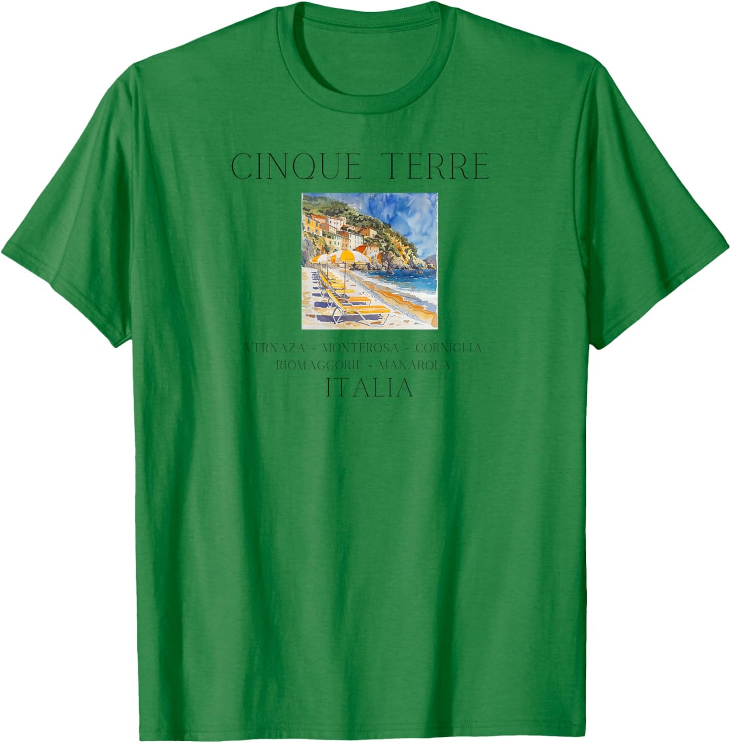 Cinque Terre, Italy Seaside T-Shirt - T-Shirt | Irish Green