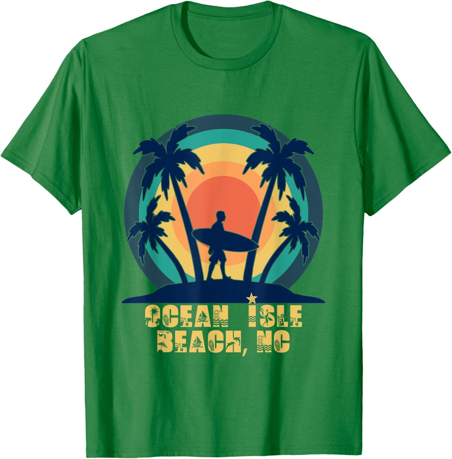 Ocean Isle Beach NC, North Carolina Beach Lover Men Women Kids T-Shirt - T-Shirt | Irish Green