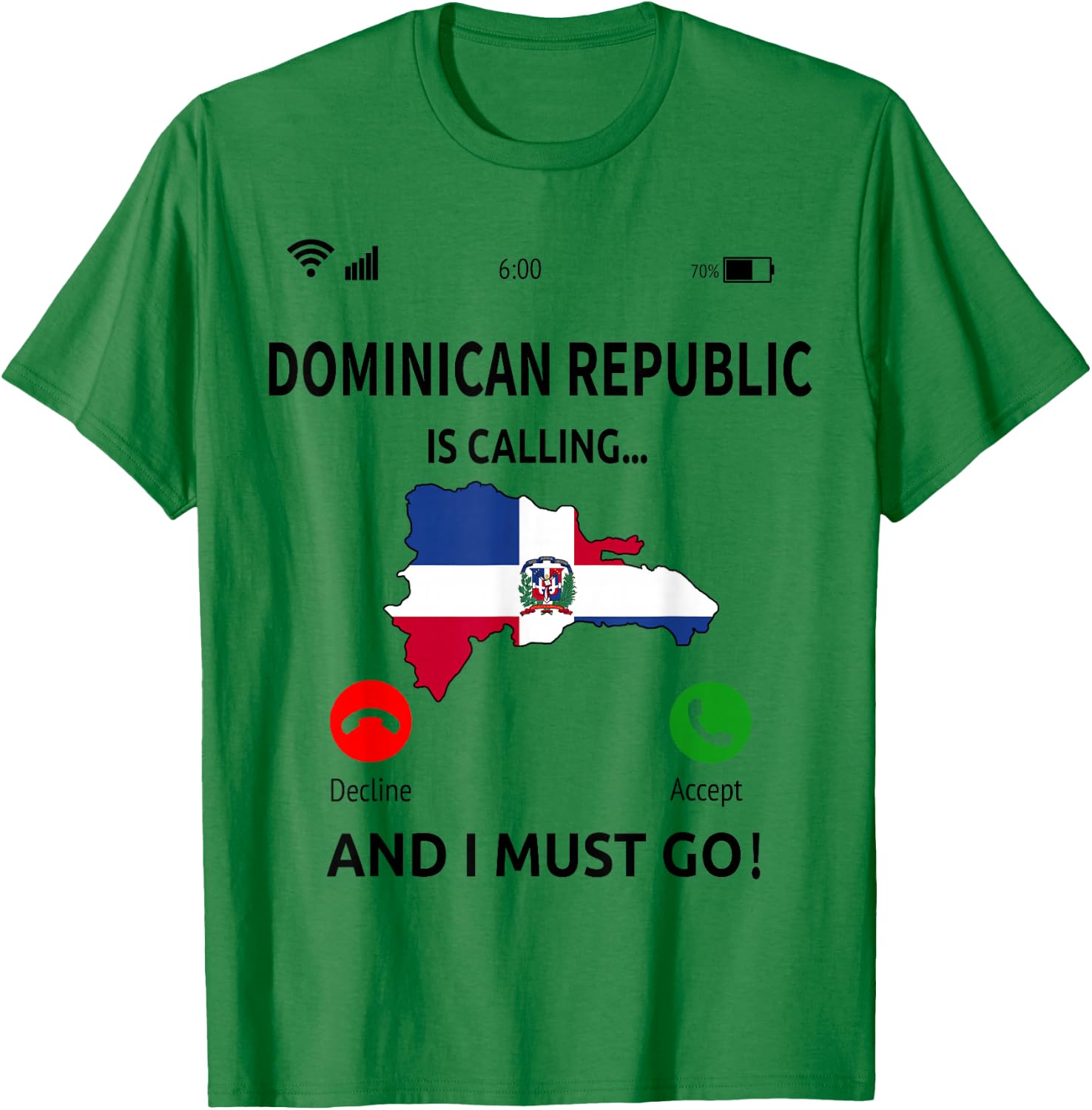 Dominican Republic Is Calling Republica Dominicana T-Shirt - T-Shirt | Irish Green