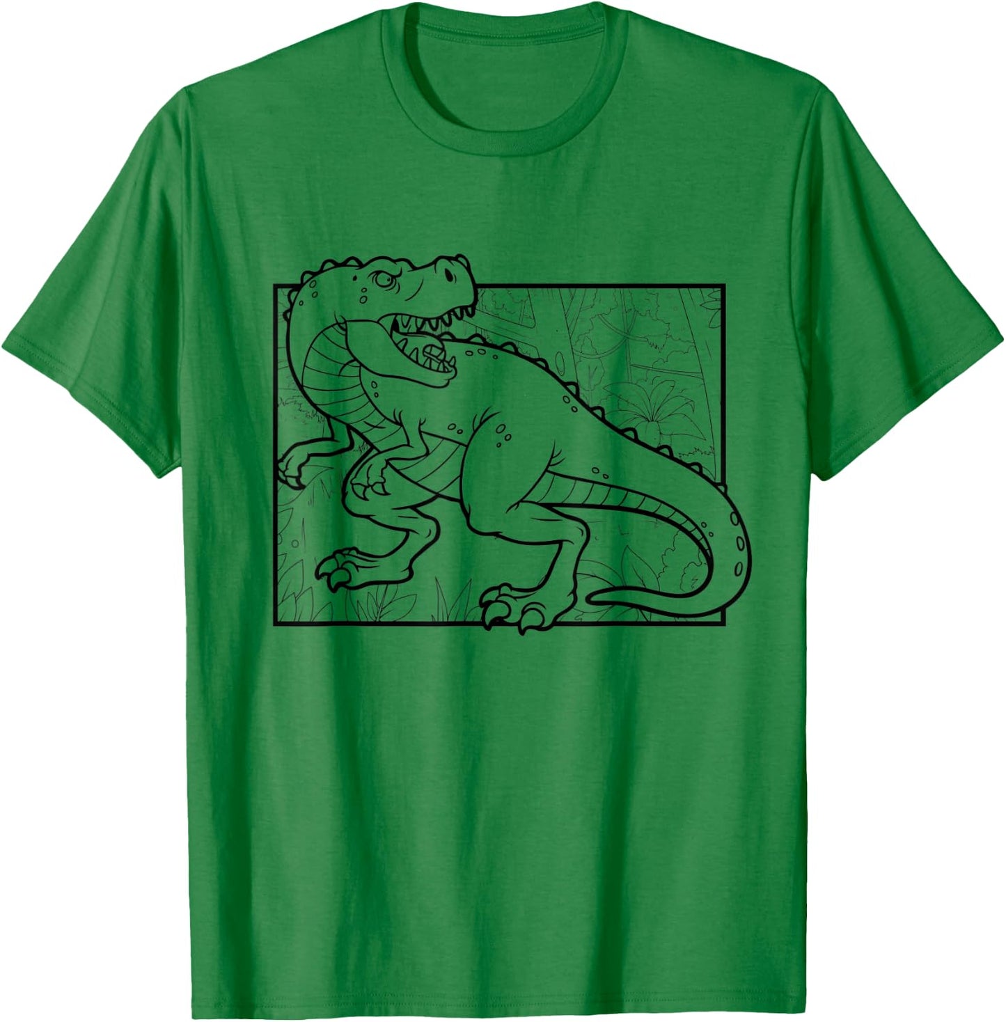 Dino Motif For Coloring And Painting For Artists Children T-Shirt - T-Shirt | Irish Green