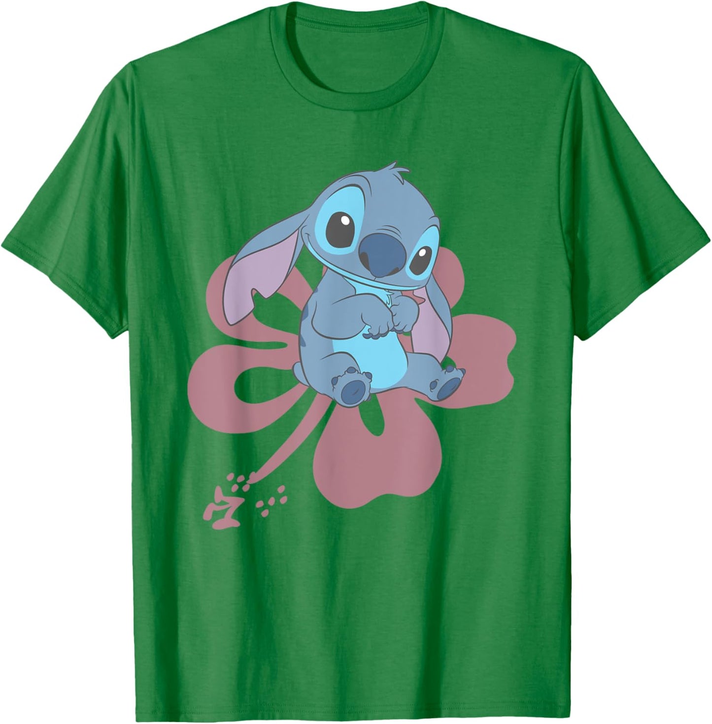Lilo And Stitch Sitting On Flower T-Shirt - T-Shirt | Irish Green