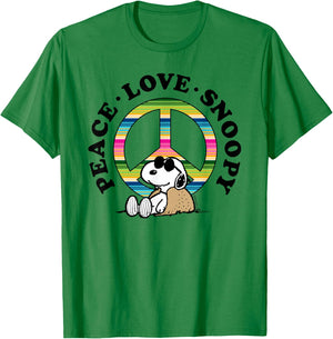 Peanuts - Peace Love Snoopy T-Shirt - T-Shirt | Irish Green
