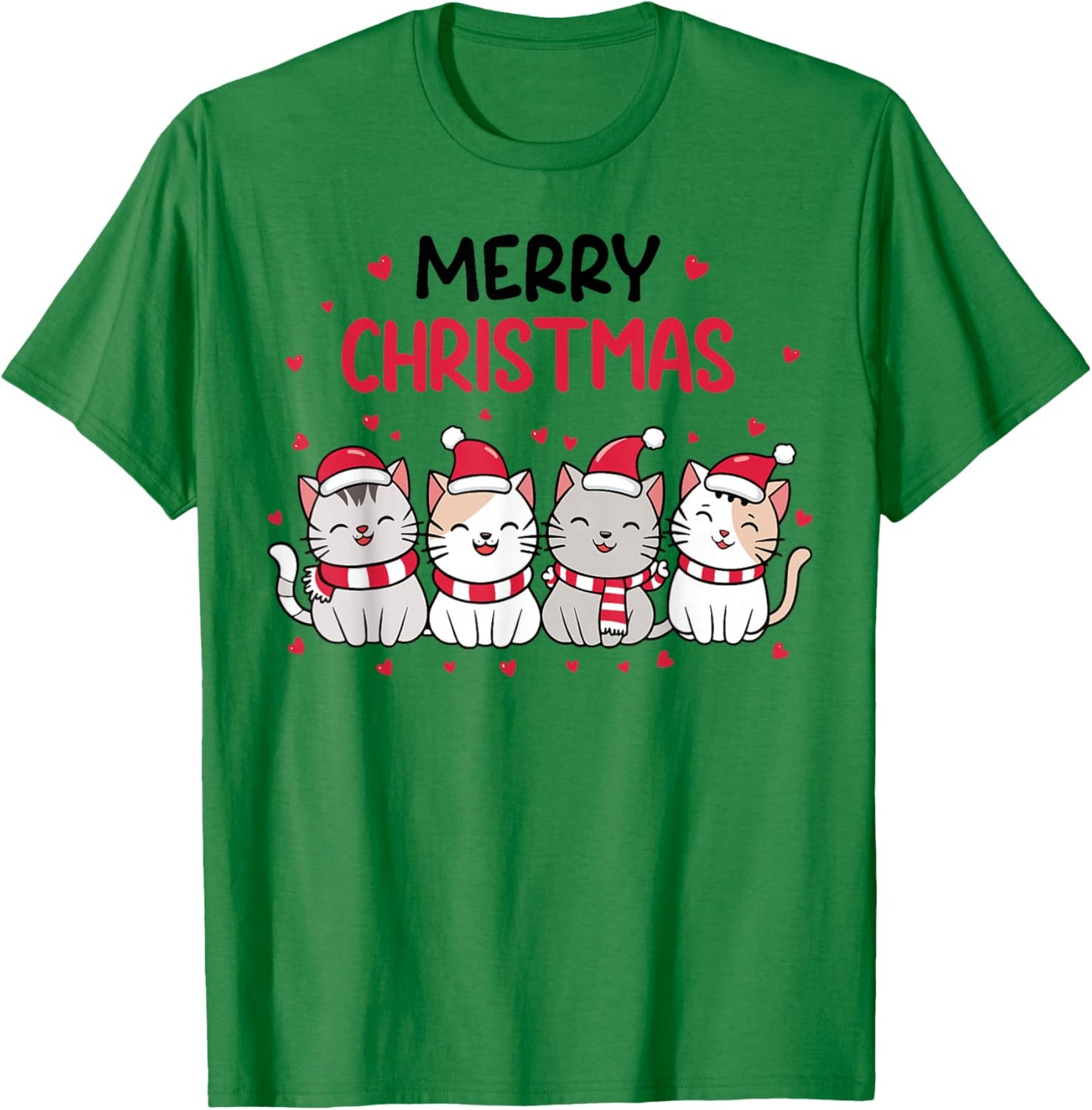 Merry Catmas Merry Christmas Tree Cat Lover Cat Mom Cat Dad T-Shirt - T-Shirt | Irish Green