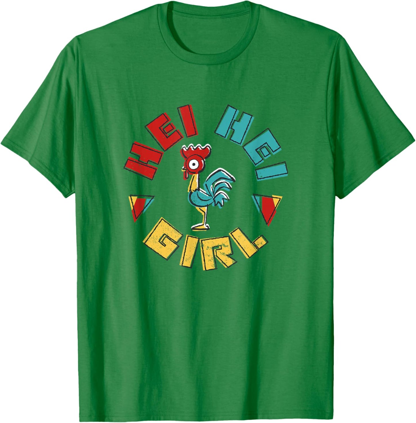 Disney Moana Hei Hei Girl Colorful Frame Big Chest Portrait T-Shirt - T-Shirt | Irish Green