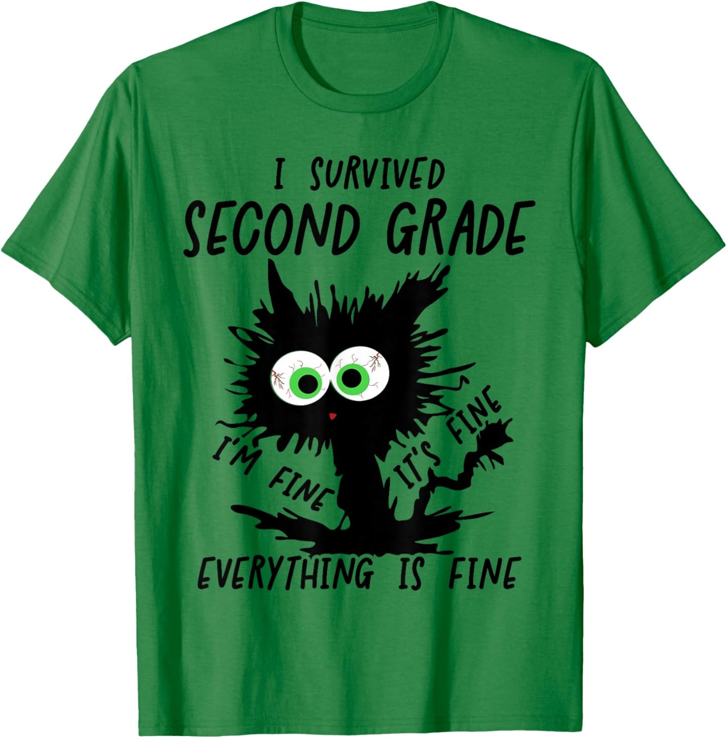 I Survived Second Grade Cat T-Shirt - T-Shirt | Irish Green