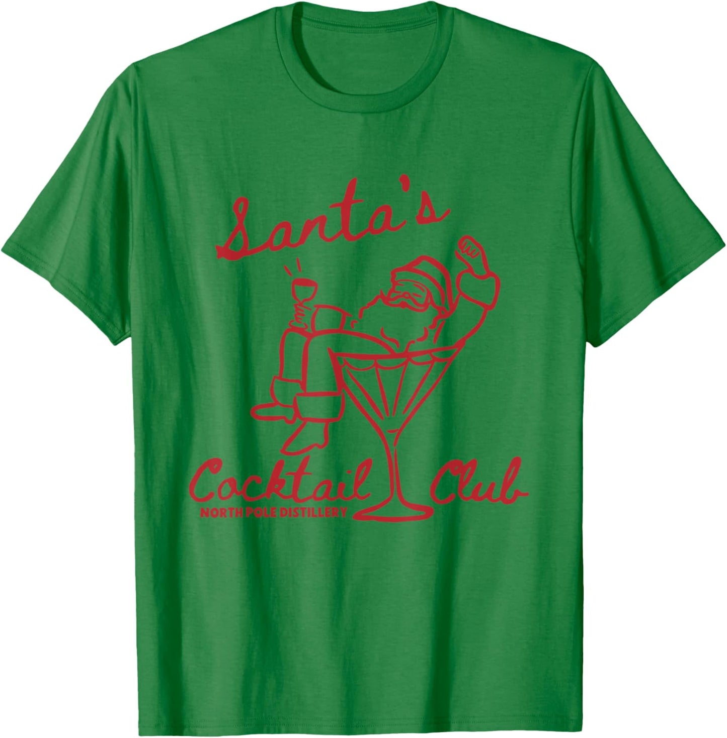 Santa's Cocktail Club North Pole Distillery T-Shirt - T-Shirt | Irish Green