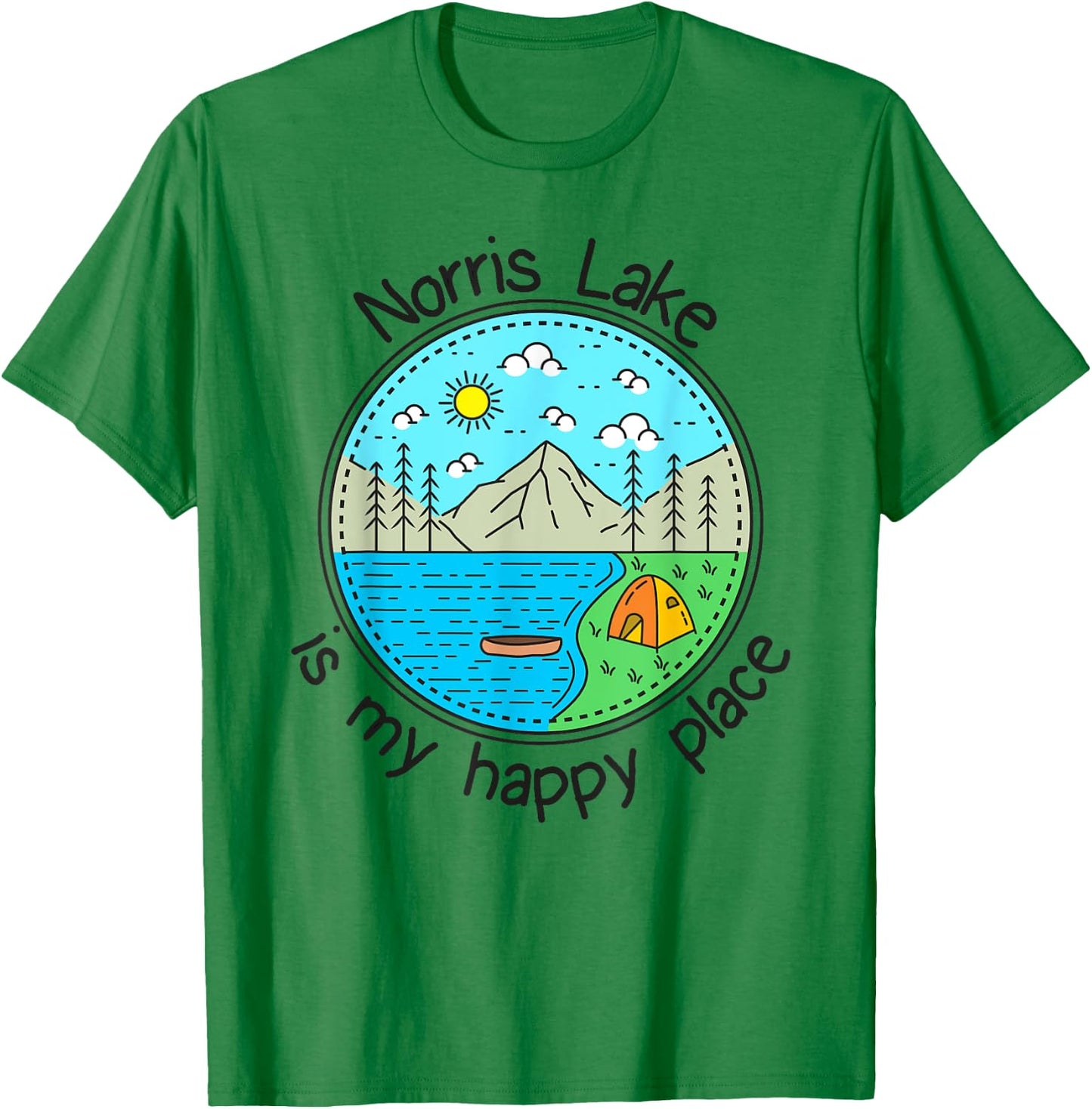 Fishing Boating Camping - My Happy Place Norris Lake T-Shirt - T-Shirt | Irish Green