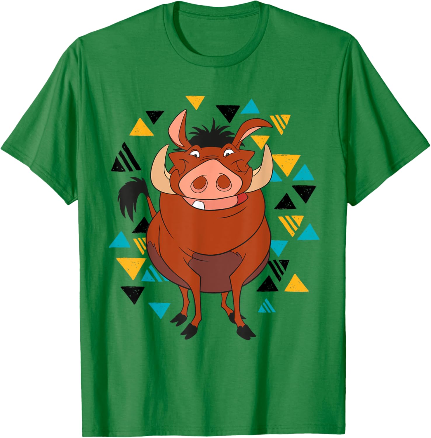 Disney The Lion King Pumbaa 90s Triangles T-Shirt - T-Shirt | Irish Green