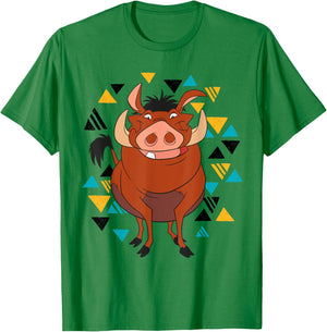 Disney The Lion King Pumbaa 90s Triangles T-Shirt - T-Shirt | Irish Green