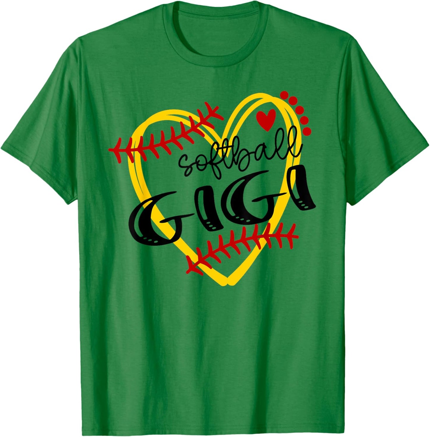 Personalized Softball Heart Cute Gigi Women Softball T-Shirt - T-Shirt | Irish Green