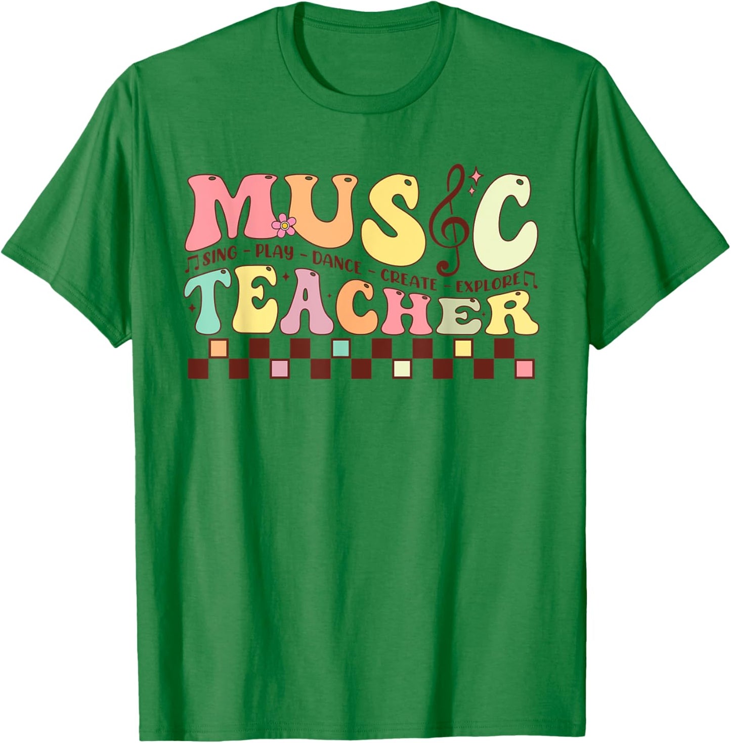 Music Teacher Sing Play Dance Create Explore Back To School T-Shirt - T-Shirt | Irish Green