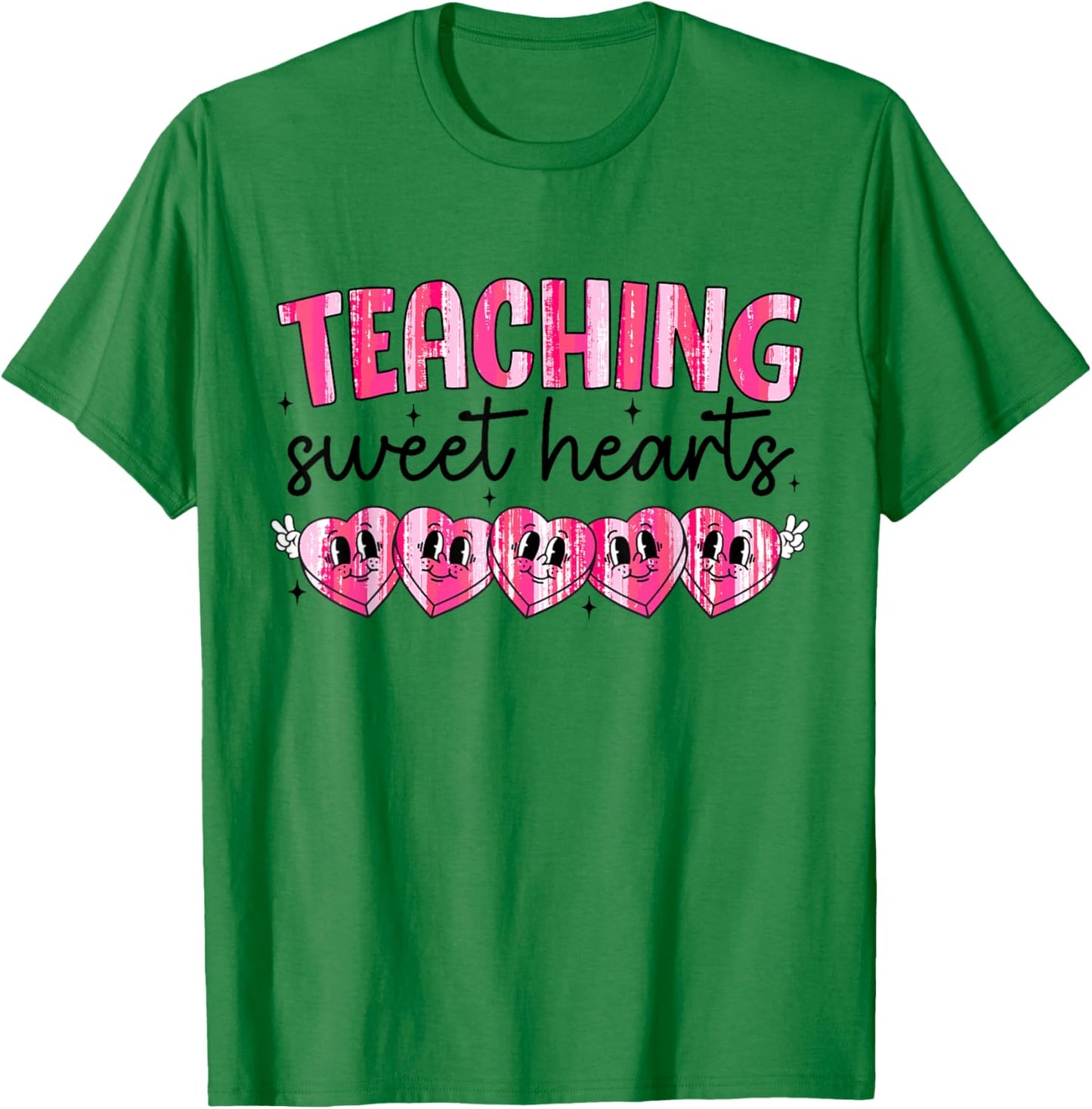 Teaching Sweet Hearts Valentines Day Candy Heart Teacher T-Shirt - T-Shirt | Irish Green