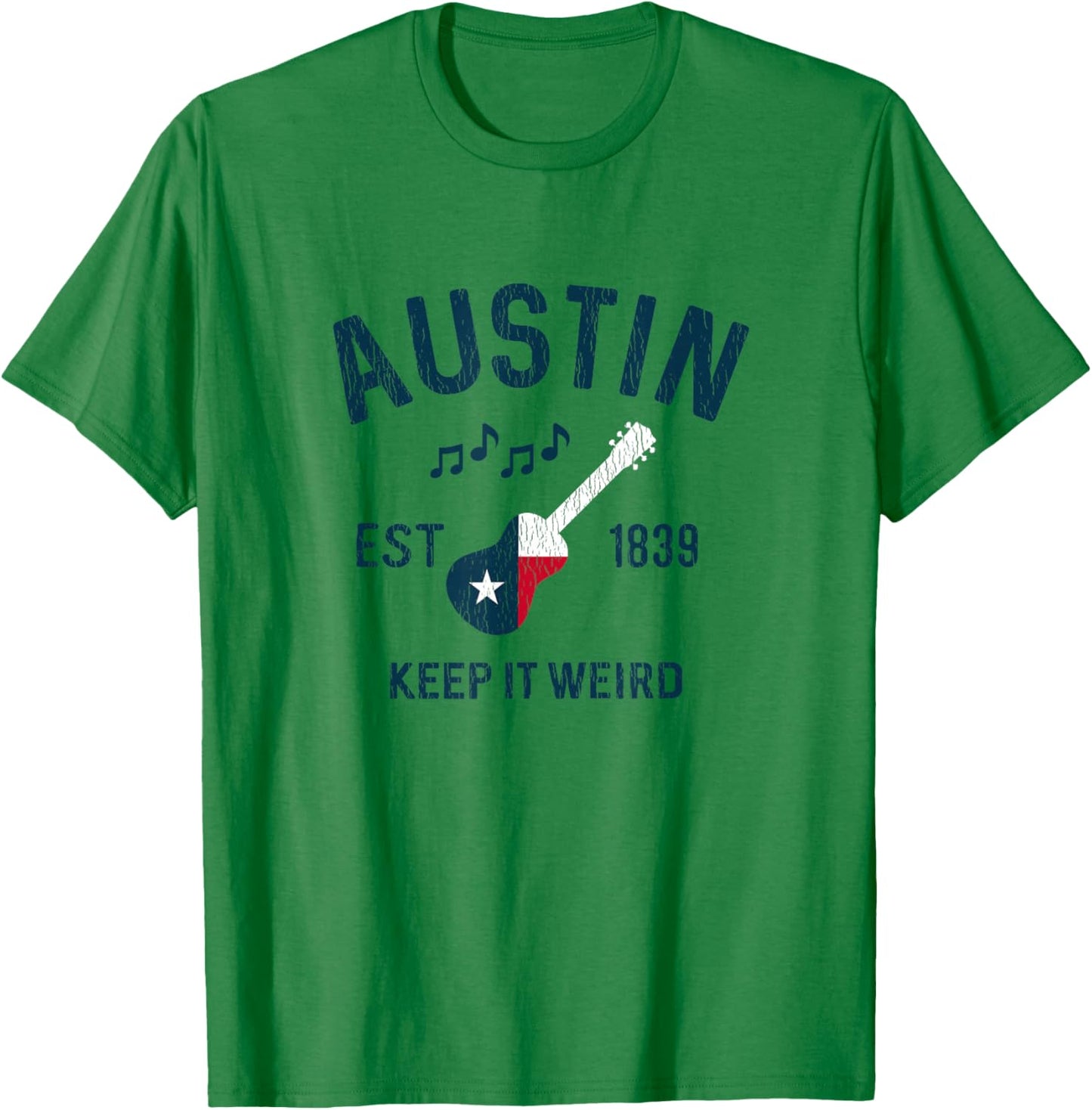 Vintage Austin Texas Guitar Keep It Weird Austin T-Shirt - T-Shirt | Irish Green