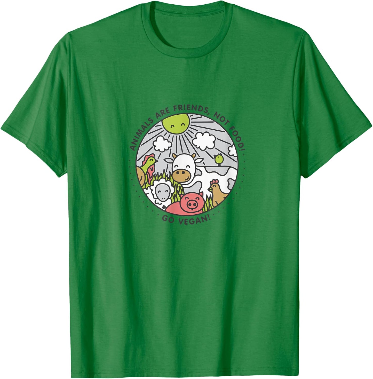 Animals Are Friends Not Food Vegan Shirt T-Shirt - T-Shirt | Irish Green