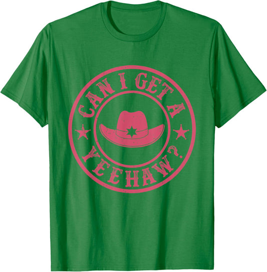 Vintage Can I Get A Yeehaw Cowboy Hat Western Country Music T-Shirt - T-Shirt | Irish Green