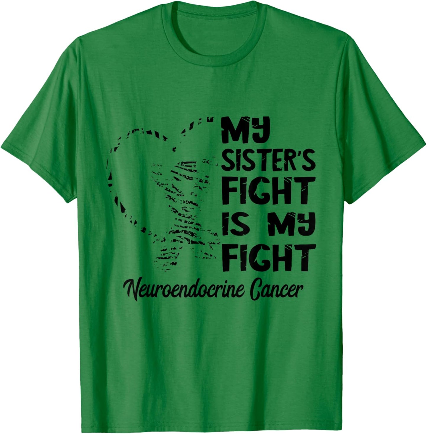 Neuroendocrine Cancer My Sister's Fight Zebra Ribbon T-Shirt - T-Shirt | Irish Green