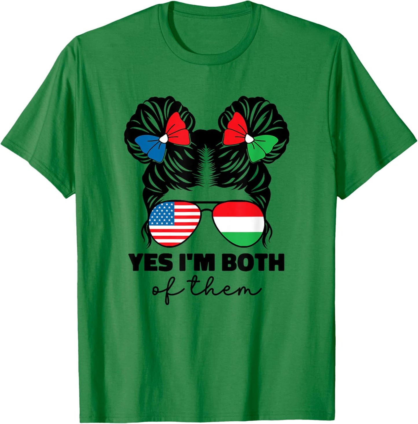 Half Hungarian And American Hungary Flag Magyar Kids Girl T-Shirt - T-Shirt | Irish Green