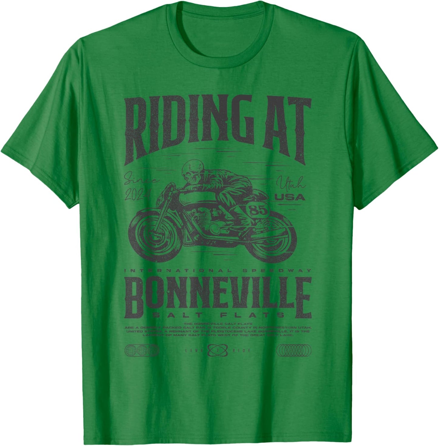 Bonneville Salt Flats Motorcycle Birthday 2024 Biker T-Shirt - T-Shirt | Irish Green