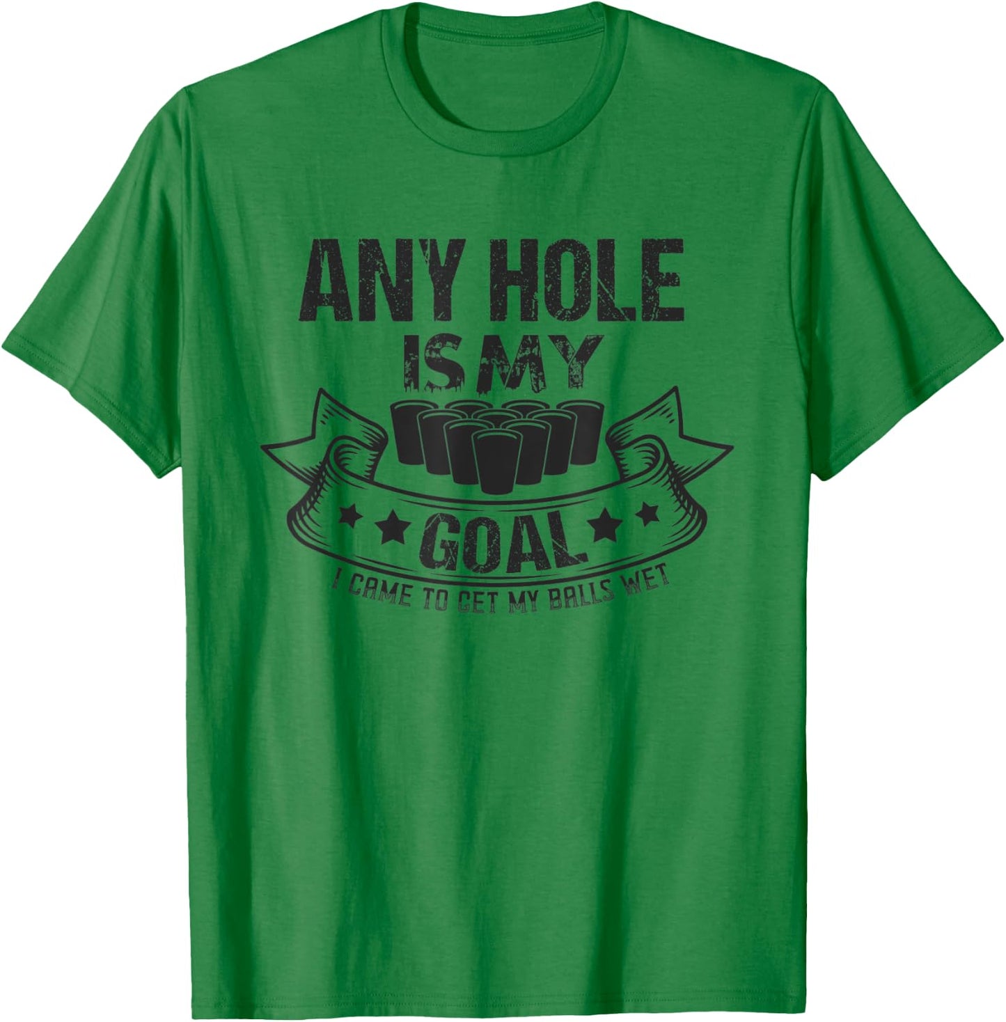 Any Hole Is My Goal I Came To Get My Balls Wet Gift T-Shirt - T-Shirt | Irish Green