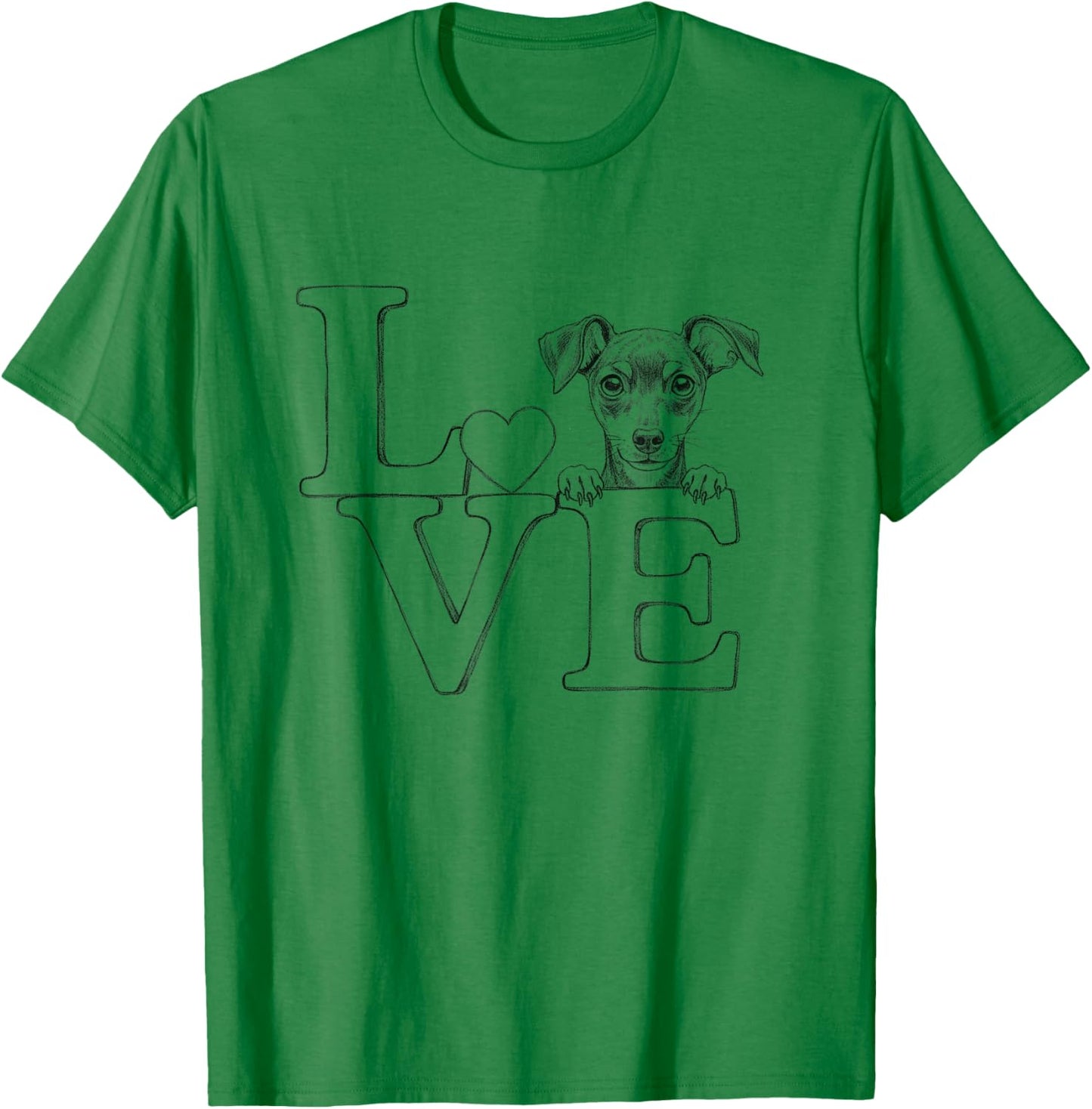 Miniature Pinscher Min Pin Love Art For Dog Owner T-Shirt - T-Shirt | Irish Green