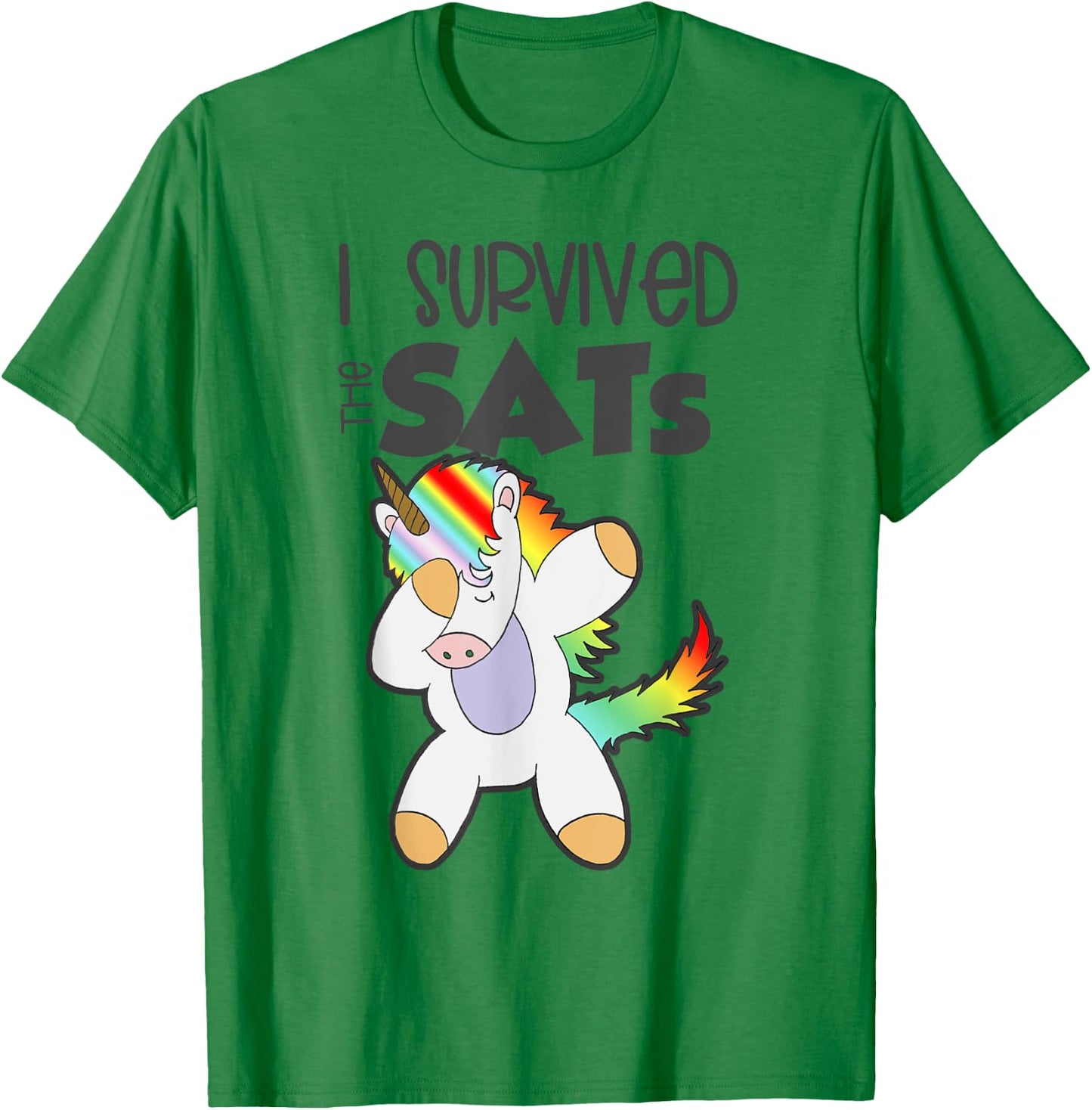 I Survived the SATs Dabbing Unicorn Test Day Exam Education T-Shirt - T-Shirt | Irish Green