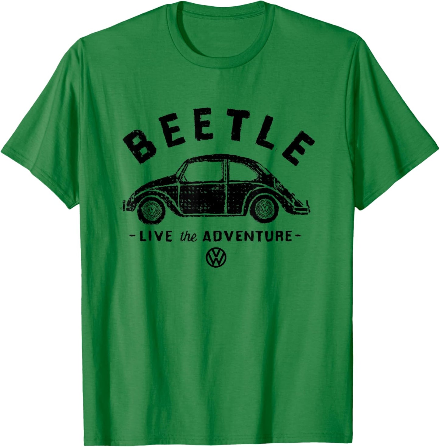 Volkswagen Beetle Black Live The Adventure T-Shirt - T-Shirt | Irish Green
