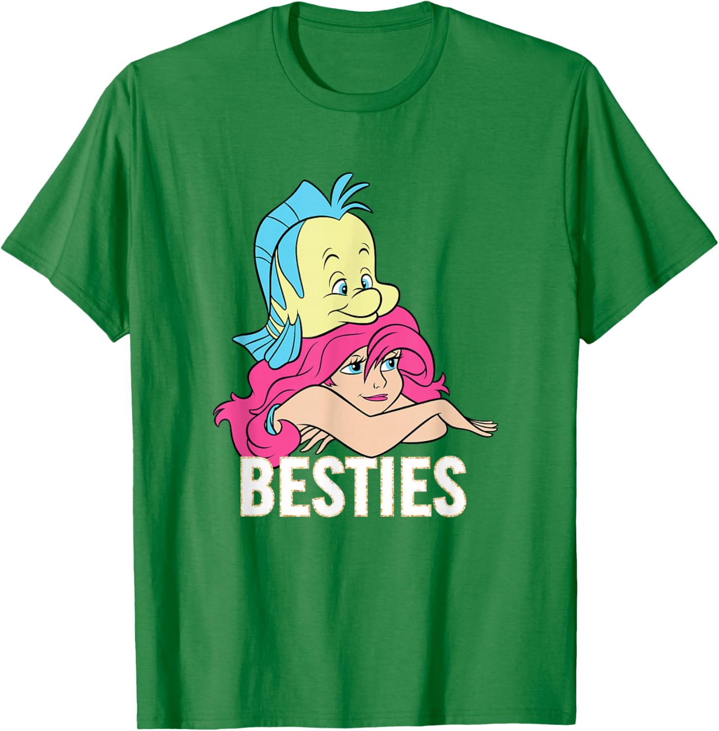 Disney The Little Mermaid Ariel And Flounder Besties Retro T-Shirt - T-Shirt | Irish Green