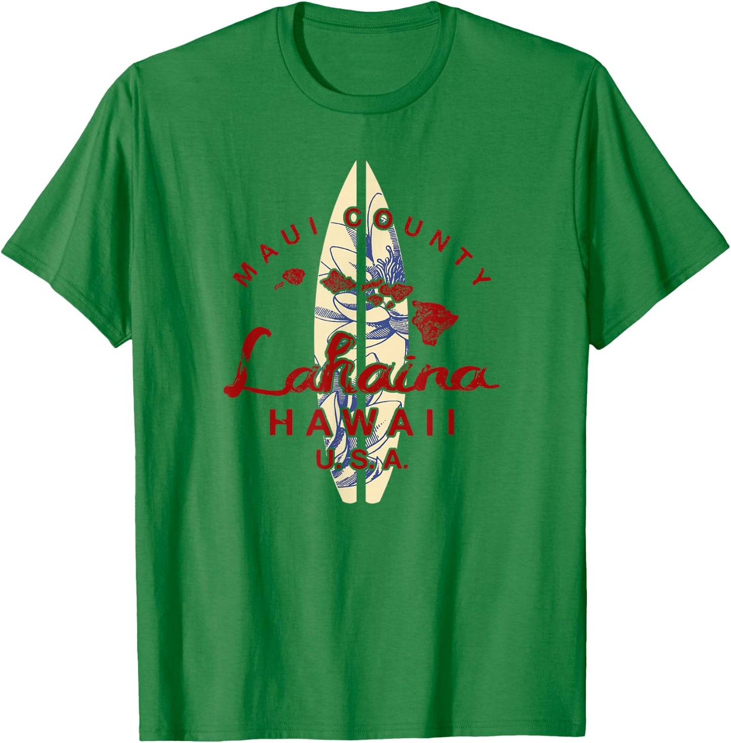Maui Lahaina Vintage Hawaiian Islands Hawaii T-Shirt - T-Shirt | Irish Green