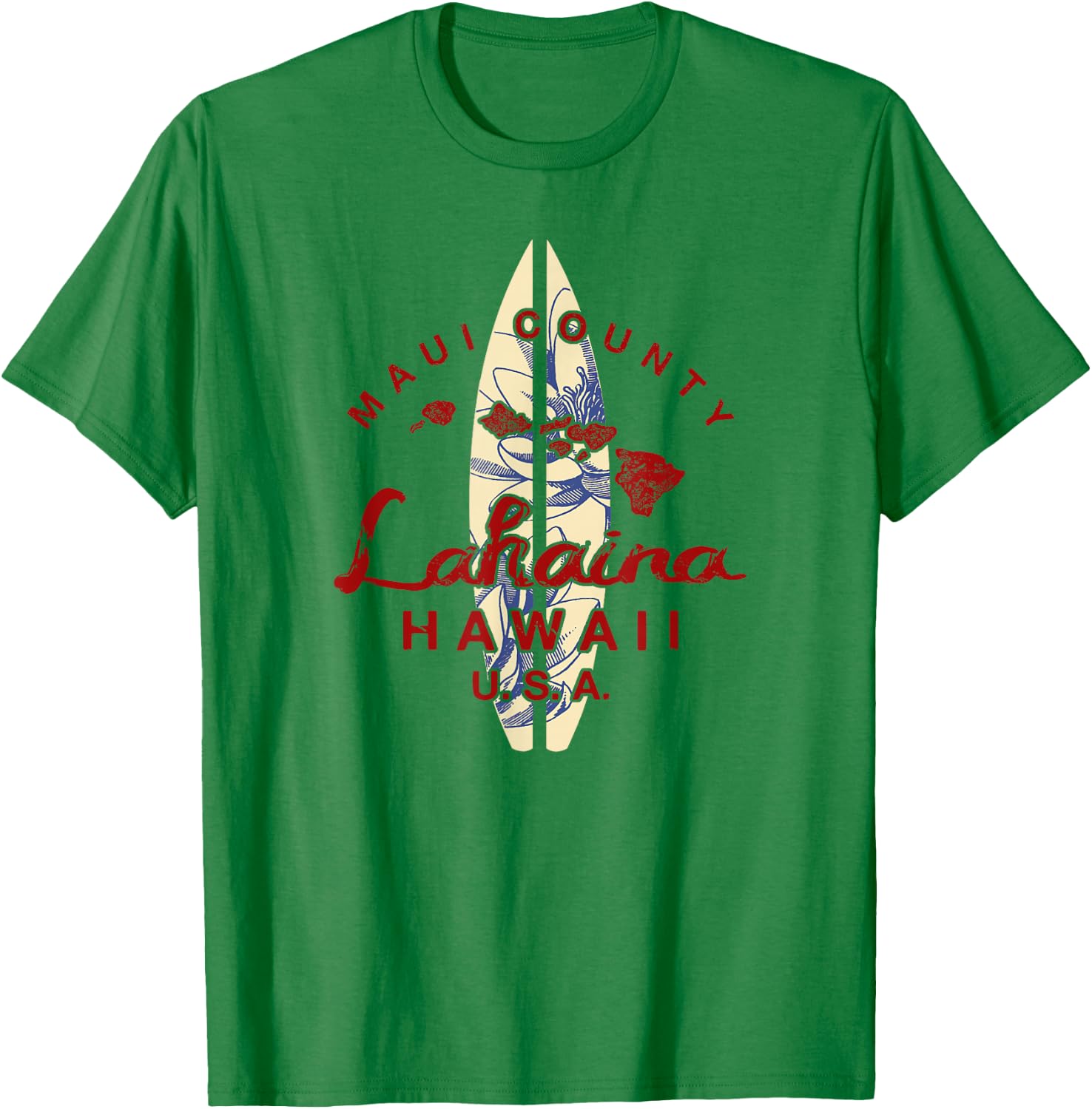 Maui Lahaina Vintage Hawaiian Islands Hawaii T-Shirt - T-Shirt | Irish Green