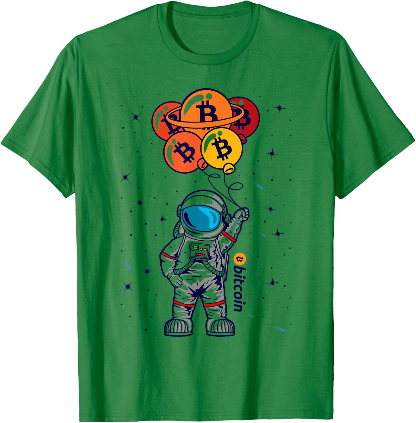 Bitcoin To The Moon Astronaut BTC Crypto Currency Blockchain T-Shirt - T-Shirt | Irish Green